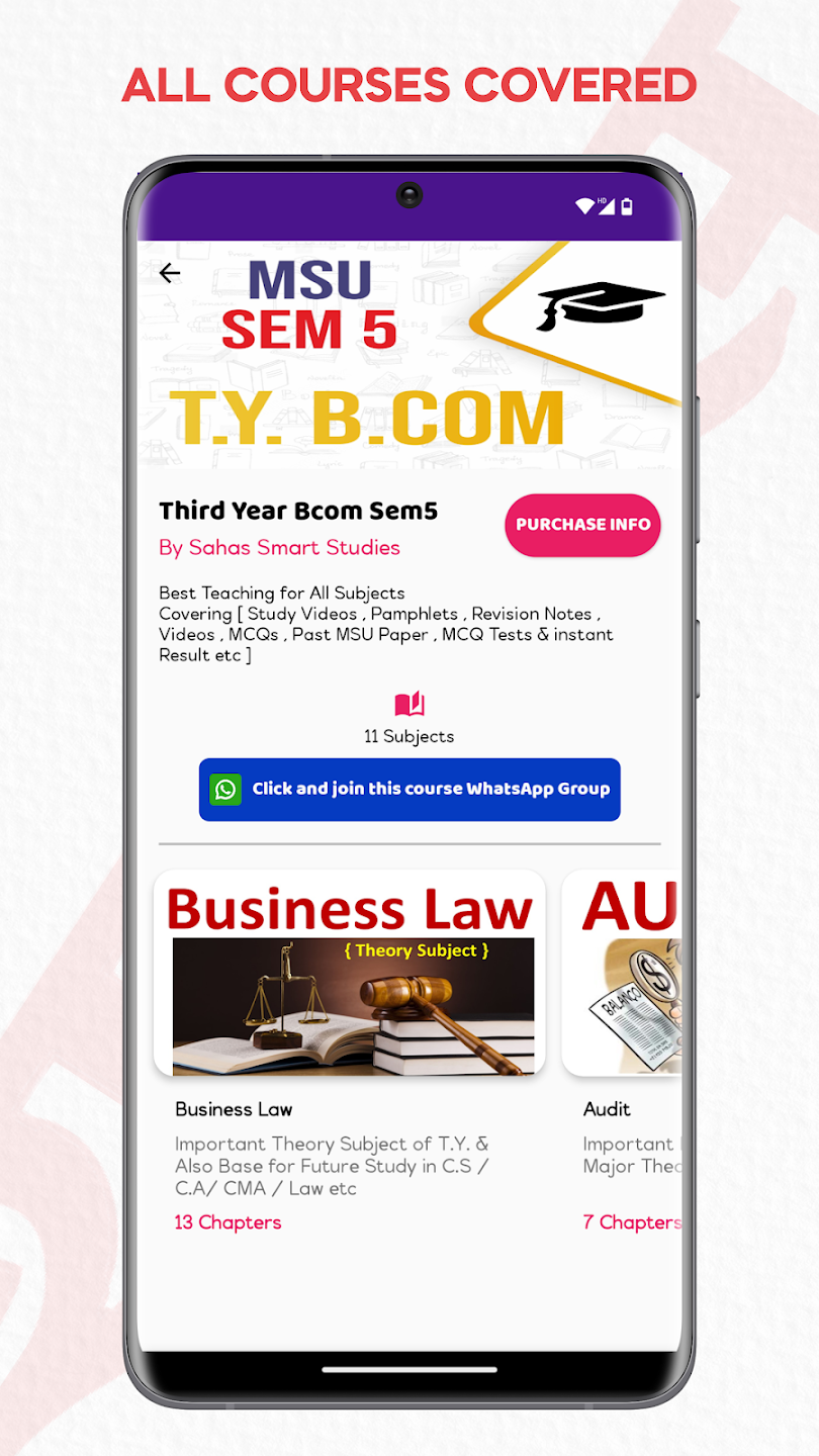Sahas app course listing